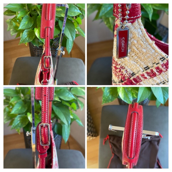 COACH Vintage Y2K Faylyn Tweed Plaid Shoulder Bag, Red Leather Trim, RARE!
SMALL - Picture 7 of 16